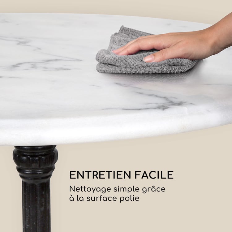 Patras Taverna Table de bar plateau 60cm marbre blanc
