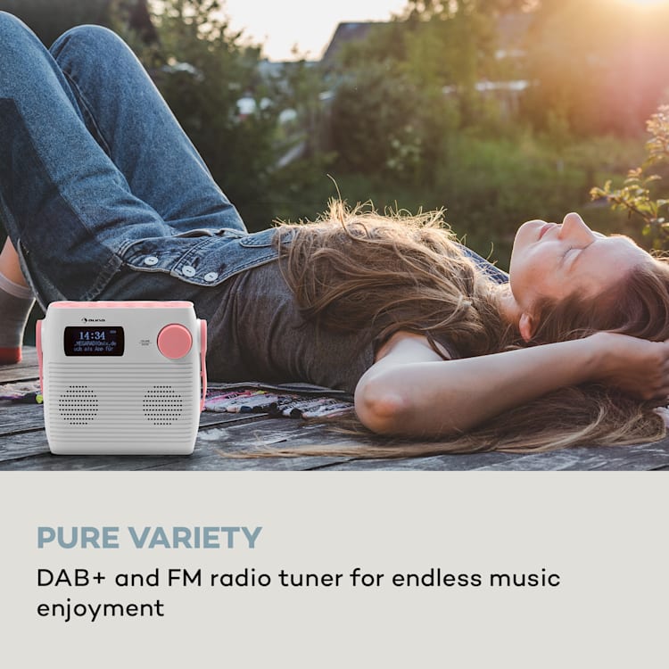Splash doucheradio BT DAB+/FM IPX4 USB-poort koptelefoonaansluiting USB-C accu Candy Pink
