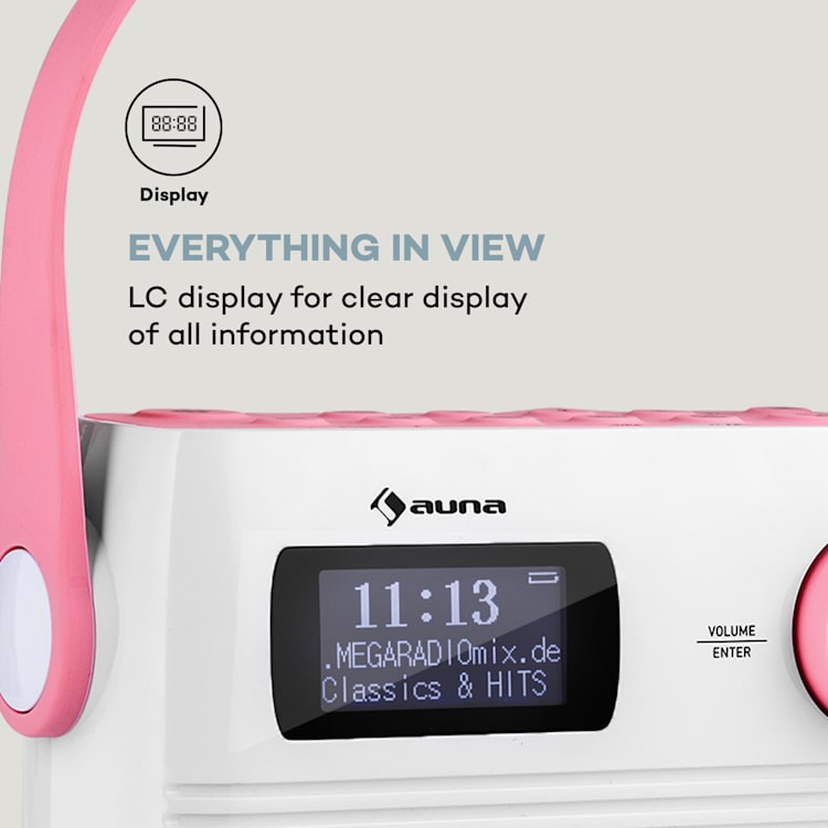 Splash doucheradio BT DAB+/FM IPX4 USB-poort koptelefoonaansluiting USB-C accu Candy Pink