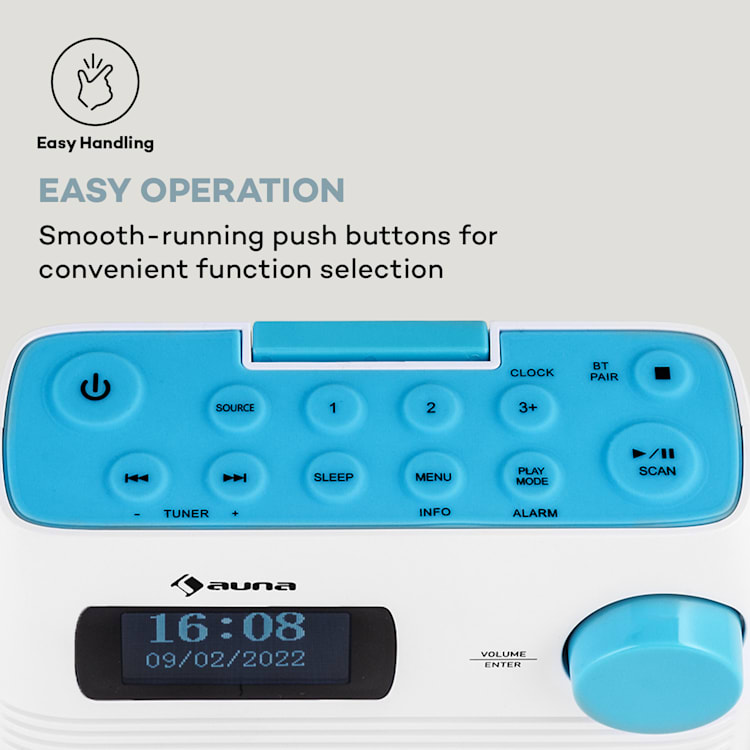 Splash - Radio da doccia, BT, DAB+/FM, IPX4, porta USB, jack per cuffie, batteria, USB-C