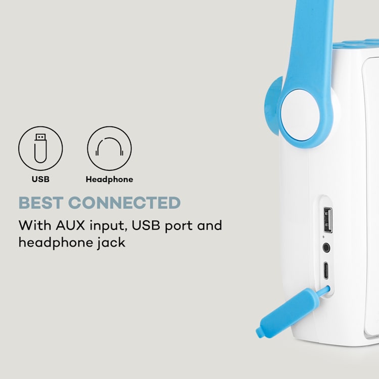 Splash - Radio da doccia, BT, DAB+/FM, IPX4, porta USB, jack per cuffie, batteria, USB-C