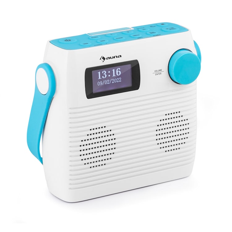 Splash - Radio da doccia, BT, DAB+/FM, IPX4, porta USB, jack per cuffie, batteria, USB-C