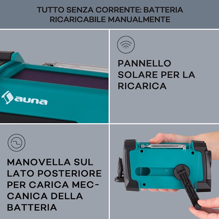 Patagonia DAB+ - Radio outdoor, DAB/DAB+/FM, carica a manovella, USB, allarme SOS, impermeabile Verde