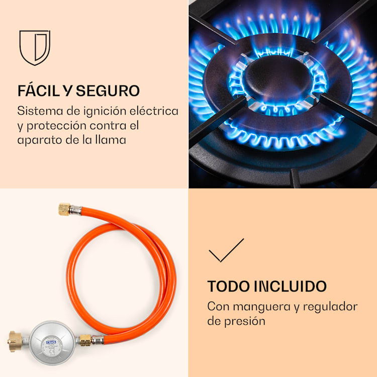 Placa de gas Alchemist 3 con 3 quemadores de aluminio y vitrocerámica 3