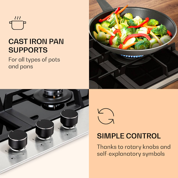 Alchemist 3 gas hob 3-burner aluminium burner glass ceramic 3