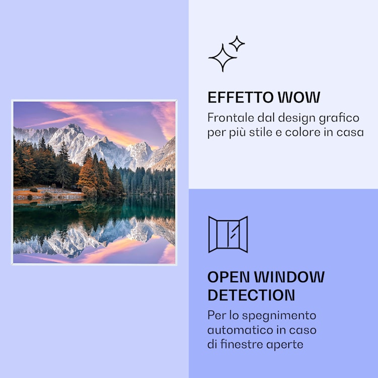 Wonderwall Air Art Smart Riscaldatore a infrarossi Lago 60 x 60 cm | Lago, cornice bianca