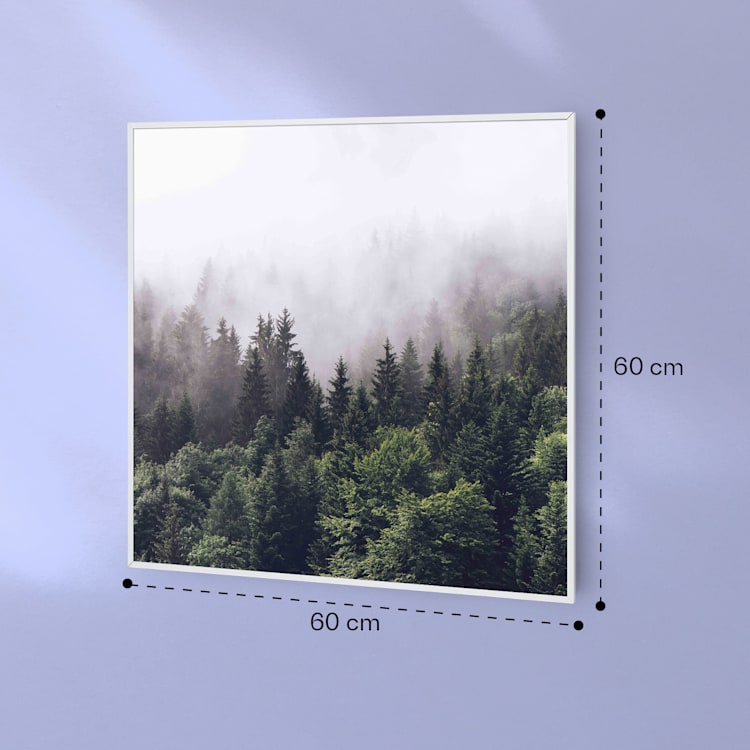 Wonderwall Air Art Smart Infrarotheizung Wald 60x60cm 350W 60 x 60 cm | Wald, weißer Rahmen