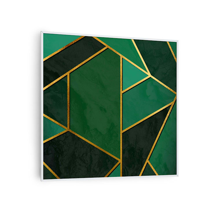Wonderwall Air Art Smart, infravörös fűtőtest, zöld vonal, 60 x 60 cm, 350 W 60 x 60 cm | Zöld vonal, fehér keret