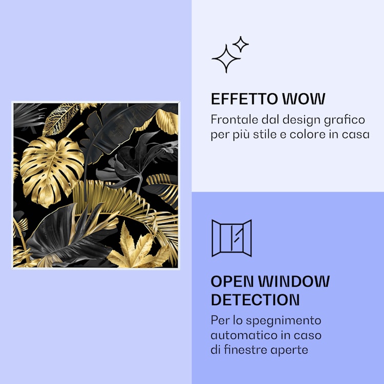 Wonderwall Air Art Smart Riscaldatore a infrarossi Fiore nero 60x60cm 350W 60 x 60 cm | Fiore nero, cornice bianca