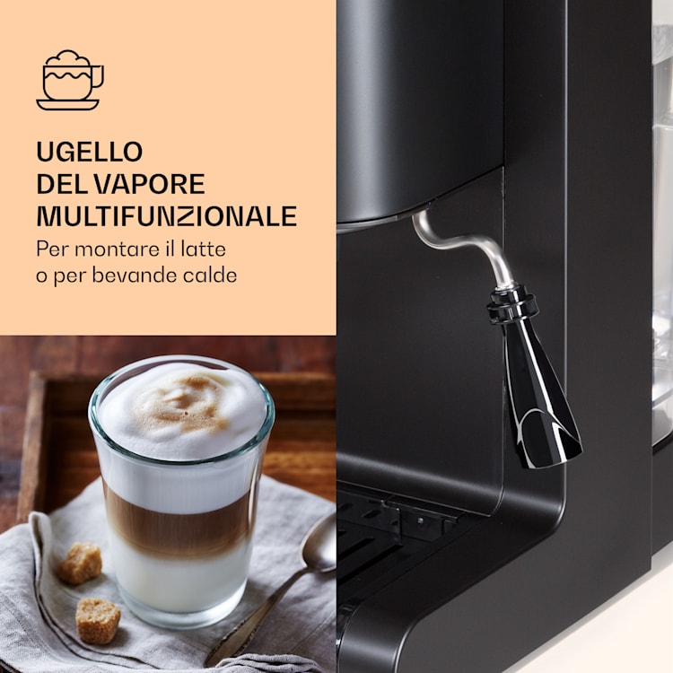 Passionata 20 - Macchina del caffè, 20 bar, 6 tazze, 1,25 litri, schiuma di latte 20 bar | Nero