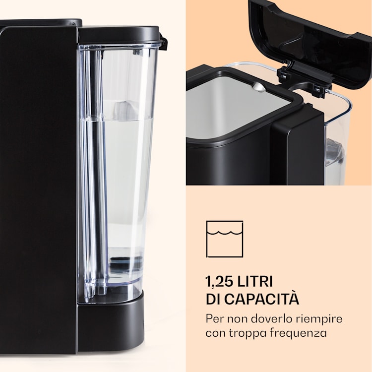 Passionata 20 - Macchina del caffè, 20 bar, 6 tazze, 1,25 litri, schiuma di latte 20 bar | Nero