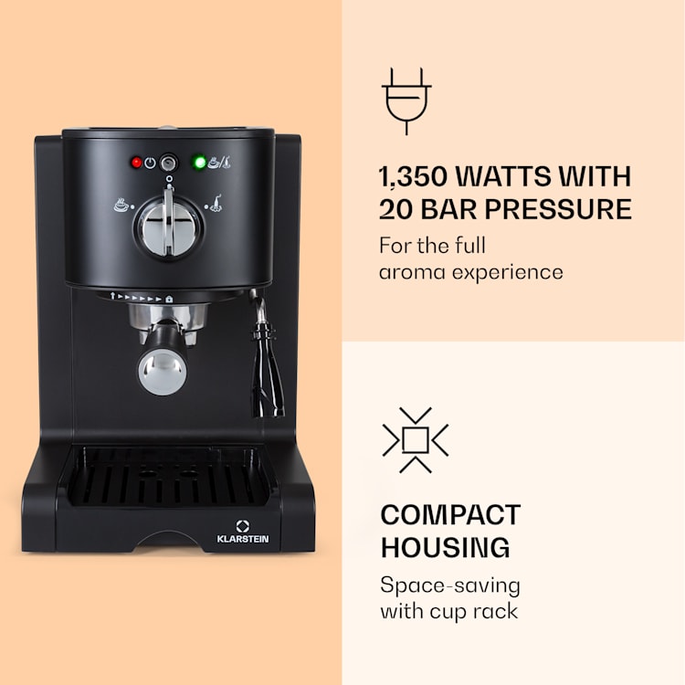 Passionata 20, espresso kávovar, 20 barů, 6 šálků, 1,25 litru, mléčná pěna 20 bar | Černá