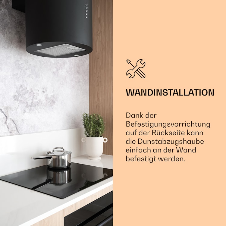 Barella Dunstabzugshaube 35,5 x 93,5 x 43 cm Umluft 557 m³/h LED Aktivkohlefilter Schwarz