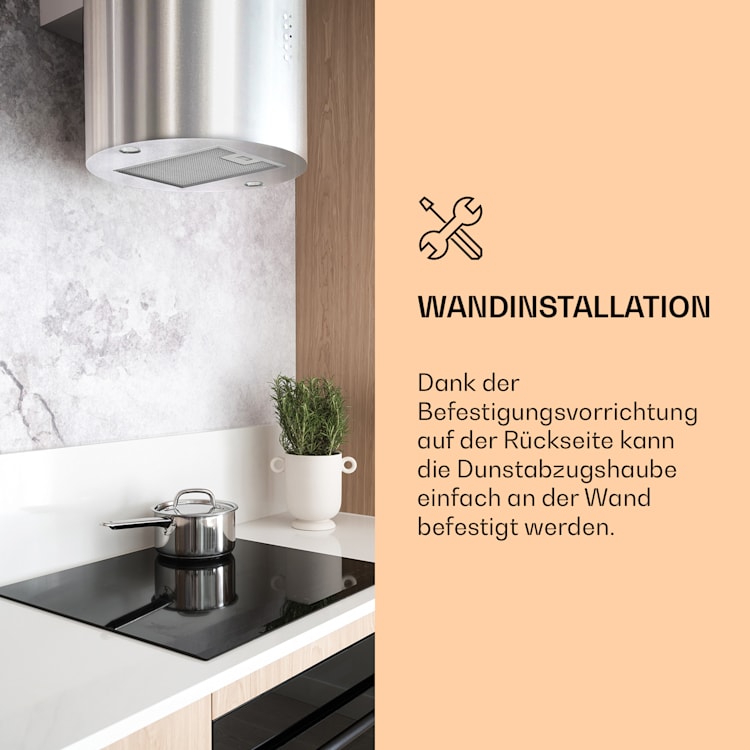 Barella Dunstabzugshaube 35,5 x 93,5 x 43 cm Umluft 557 m³/h LED Aktivkohlefilter Silber