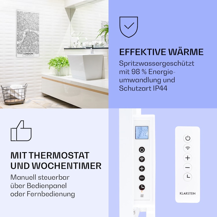 Wonderwall Air Art Smart Infrarotheizung Stadtplan London 60x120cm 700W 60 x 120 cm | Stadtplan London, weißer Rahmen