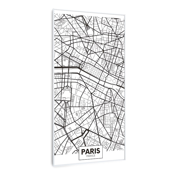 Wonderwall Air Art Smart Infrarotheizung Stadtplan Paris 60x120cm 700W 60 x 120 cm | Stadtplan Paris, weißer Rahmen