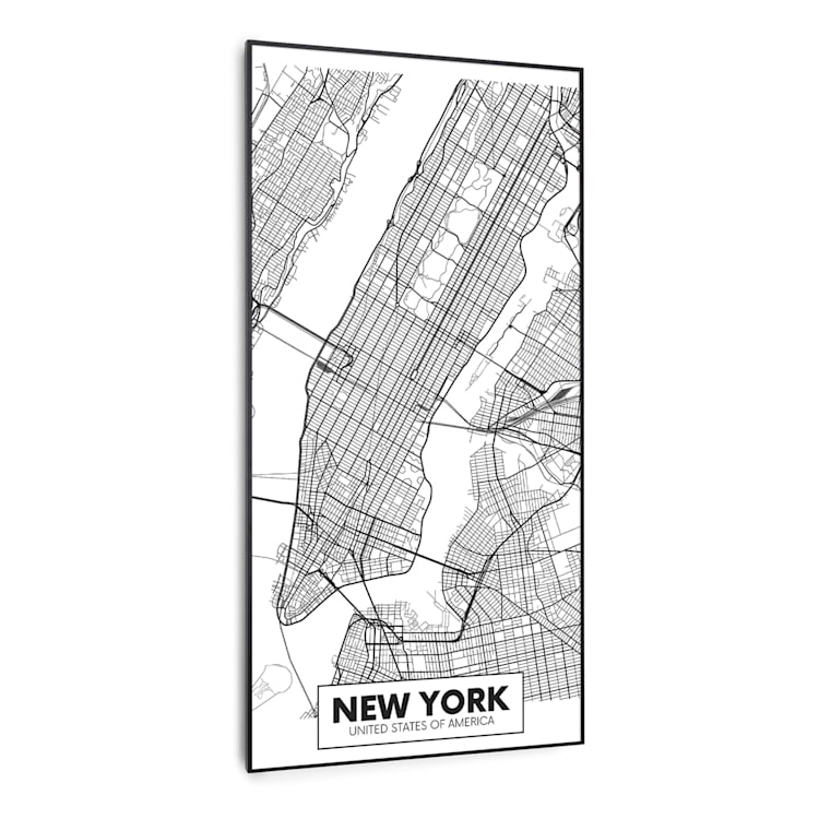Wonderwall Air Art Smart Riscaldatore a infrarossi Piantina di New York 60x120cm 700W 60 x 120 cm | Mappa della città New York, Black Frame