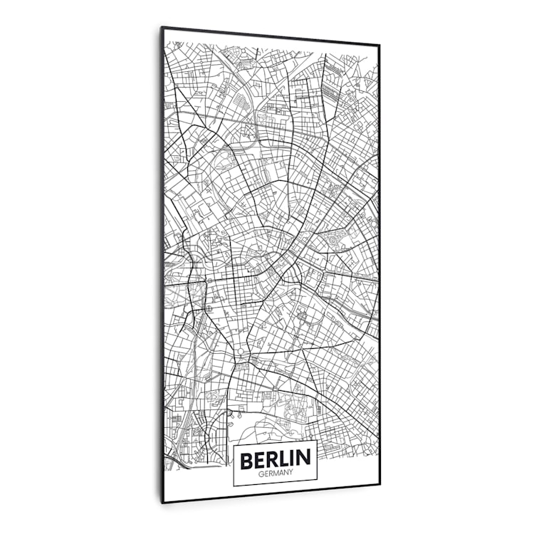 Wonderwall Air Art Smart Infrarotheizung Stadtplan Berlin 60x120cm 700W 60 x 120 cm | Stadtplan Berlin, schwarzer Rahmen