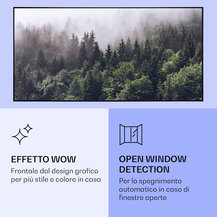 Wonderwall Air Art Smart Riscaldatore a infrarossi Bosco 120x60cm 700W 120 x 60 cm | Foresta, cornice nera