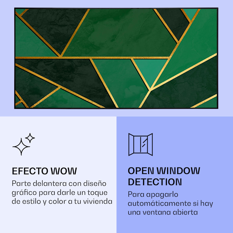Wonderwall Air Art Calefactor infrarrojo inteligente de línea verde 120 x 60 cm 700 W 120 x 60 cm | Línea verde, marco negro