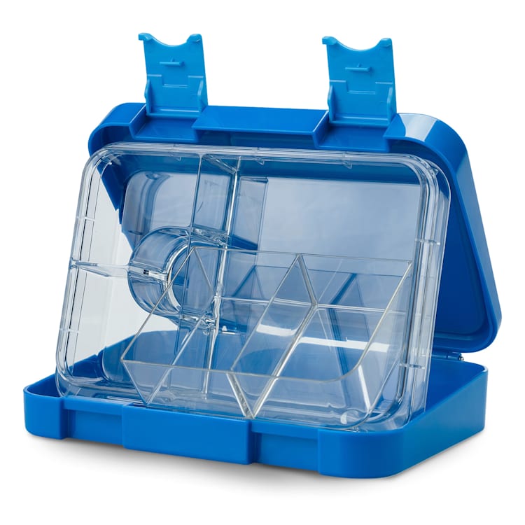 schmatzfatz junior, caserolă pentru gustare, 6 compartimente, 21,3 × 15 × 4,5 cm (L × Î × A) Albastru
