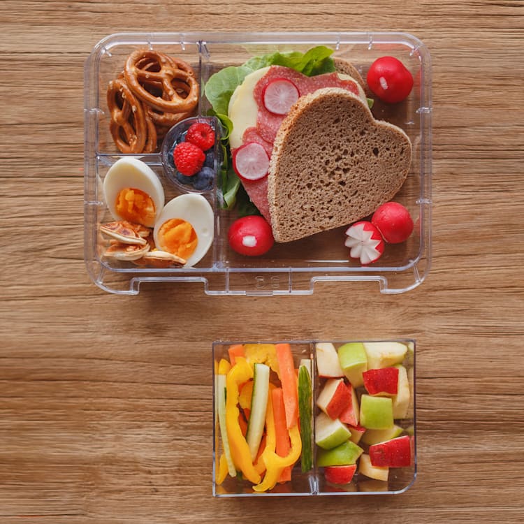 schmatzfatz junior, caserolă pentru gustare, 6 compartimente, 21,3 × 15 × 4,5 cm (L × Î × A) Albastru