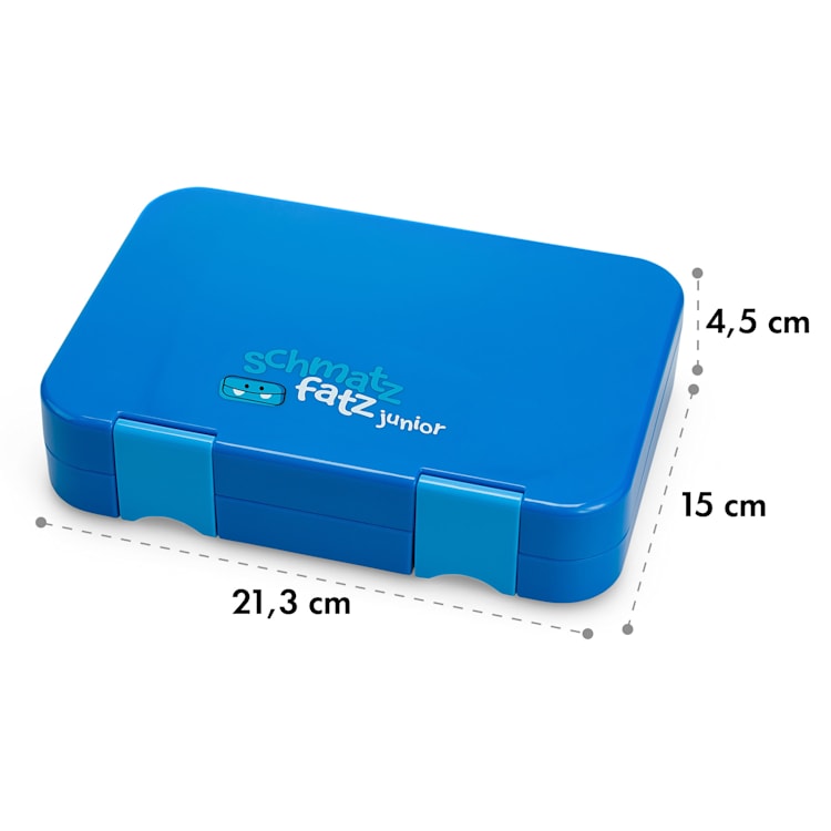 schmatzfatz junior, caserolă pentru gustare, 6 compartimente, 21,3 × 15 × 4,5 cm (L × Î × A) Albastru