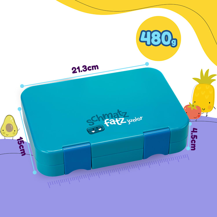 schmatzfatz junior, Lunchbox, 6 Scomparti, 21,3 x 15 x 4,5 cm (LxAxP) Petrolio