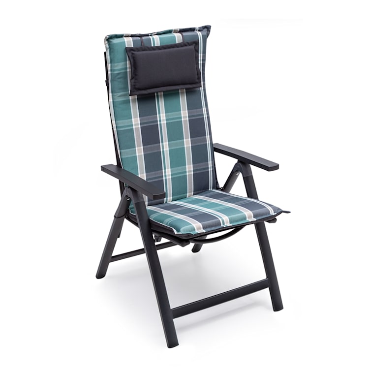 Donau Polsterauflage Sesselauflage Hochlehner Gartenstuhl Polyester 50x120x6cm 4er-Set | Grau