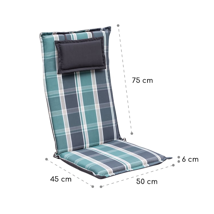 Donau Polsterauflage Sesselauflage Hochlehner Gartenstuhl Polyester 50x120x6cm 4er-Set | Grau
