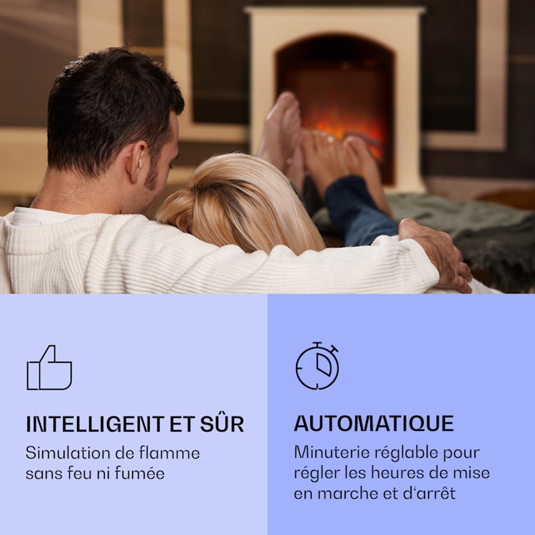 Elbrus Cheminée électrique 2000 W Technologie LED Télécommande Blanc