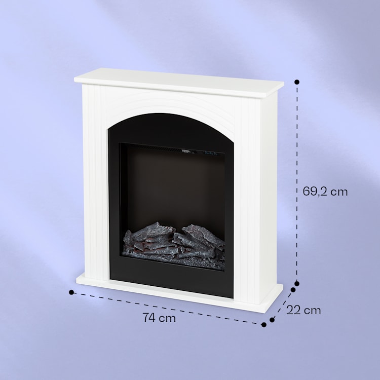 Elbrus Cheminée électrique 2000 W Technologie LED Télécommande Blanc