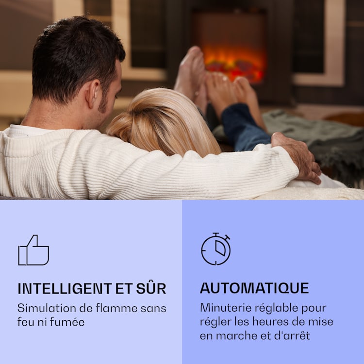 Elbrus Cheminée électrique 2000 W Technologie LED Télécommande Noir