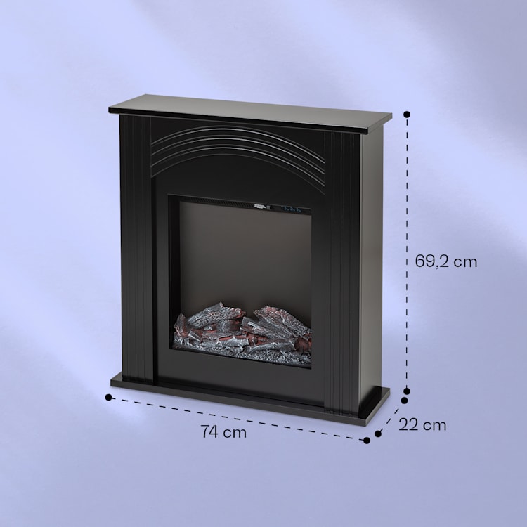 Elbrus,elektrický krb, 2000 W, LED technológia, diaľkové ovládanie Čierna