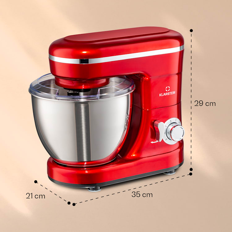 Bella Mini batteur 1200 W 6 vitesses 4 litres inox fonction pulse Rouge