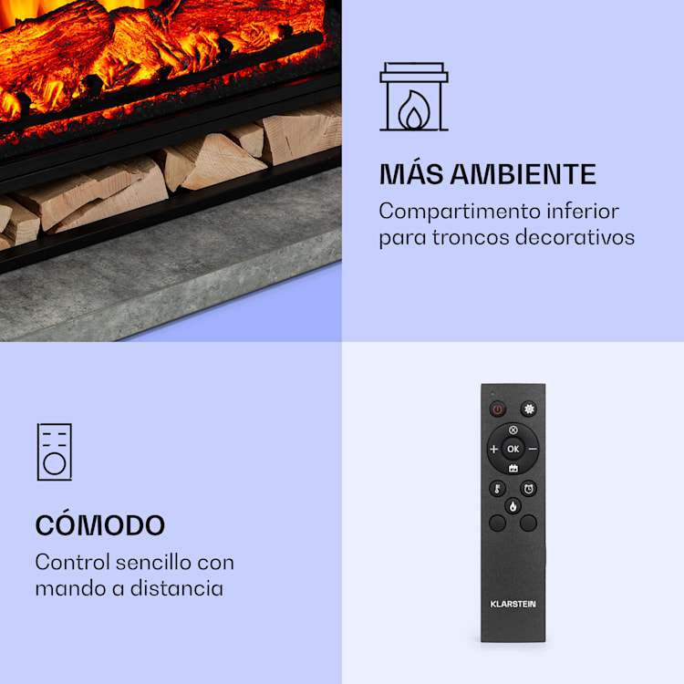 Chimenea Crater Lake 1900 W tecnología LED mando a distancia