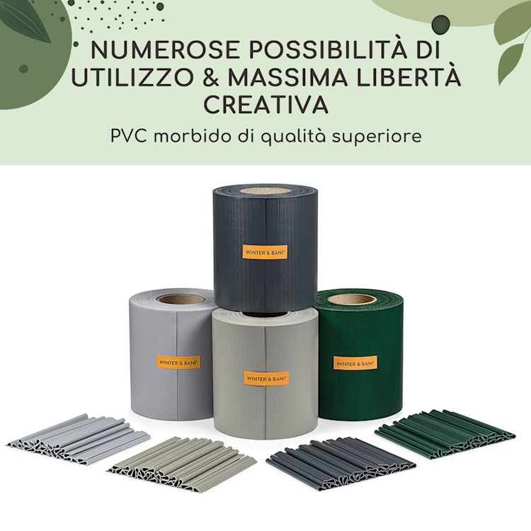 Strisce paravento, recinzione per giardino, PVC 450 g/m², 50x19cm, clip Grigio tortora