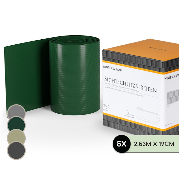 Strisce paravento, schermatura per recinzioni, plastica dura in PVC, 2,53 x 0,19 m