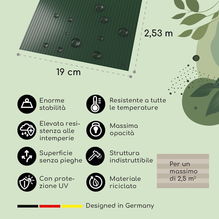 Strisce paravento, schermatura per recinzioni, plastica dura in PVC, 2,53 x 0,19 m