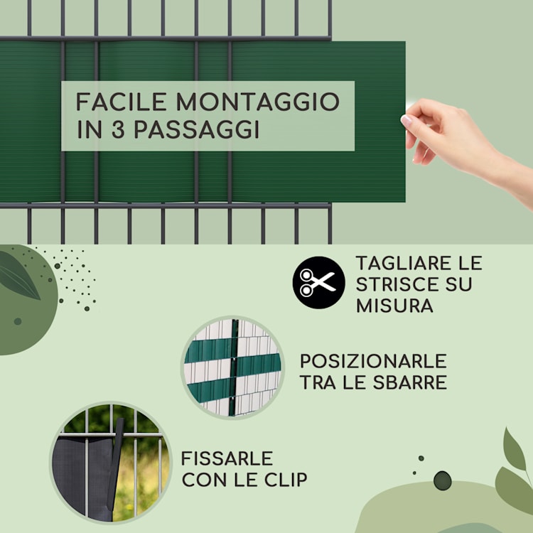 Strisce paravento, schermatura per recinzioni, plastica dura in PVC, 2,53 x 0,19 m