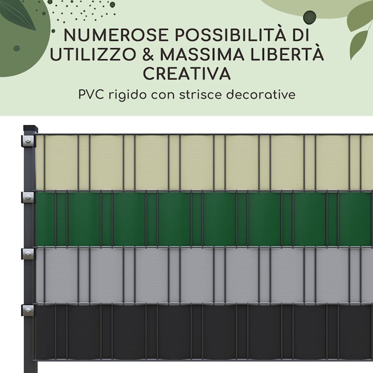 Strisce paravento, schermatura per recinzioni, plastica dura in PVC, 2,53 x 0,19 m