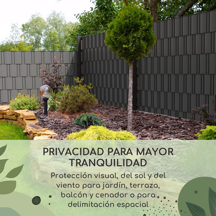 Tiras de protección visual para vallas plástico duro PVC 2,53 x 0,19 m Gris