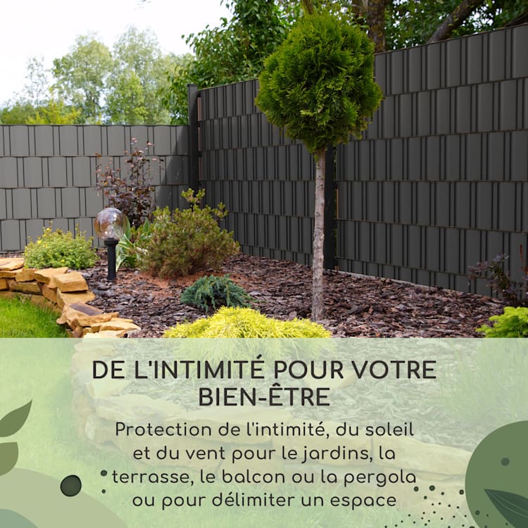Bandes pare-vue panneaux de clôture PVC plastique dur 2,53 x 0,19 m Gris