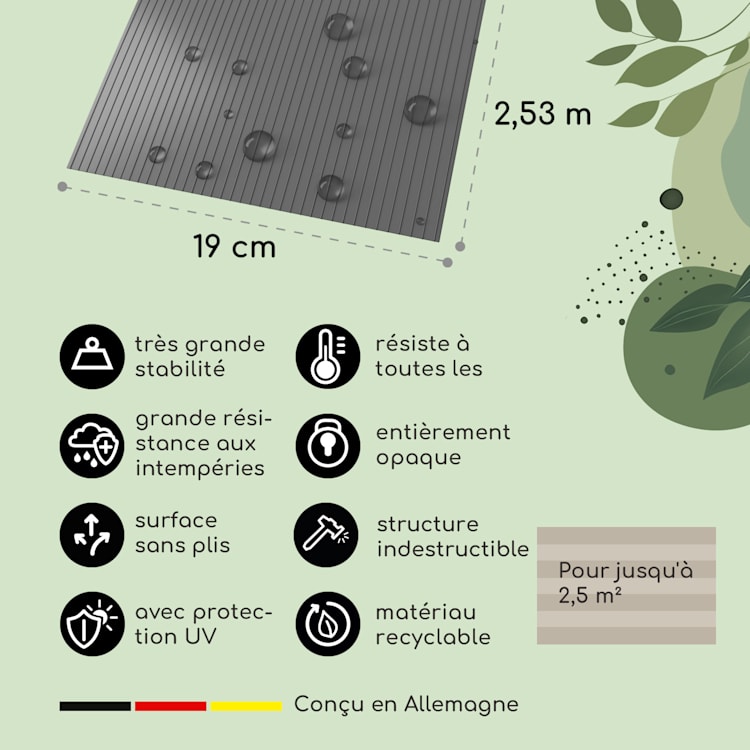 Bandes pare-vue panneaux de clôture PVC plastique dur 2,53 x 0,19 m Gris