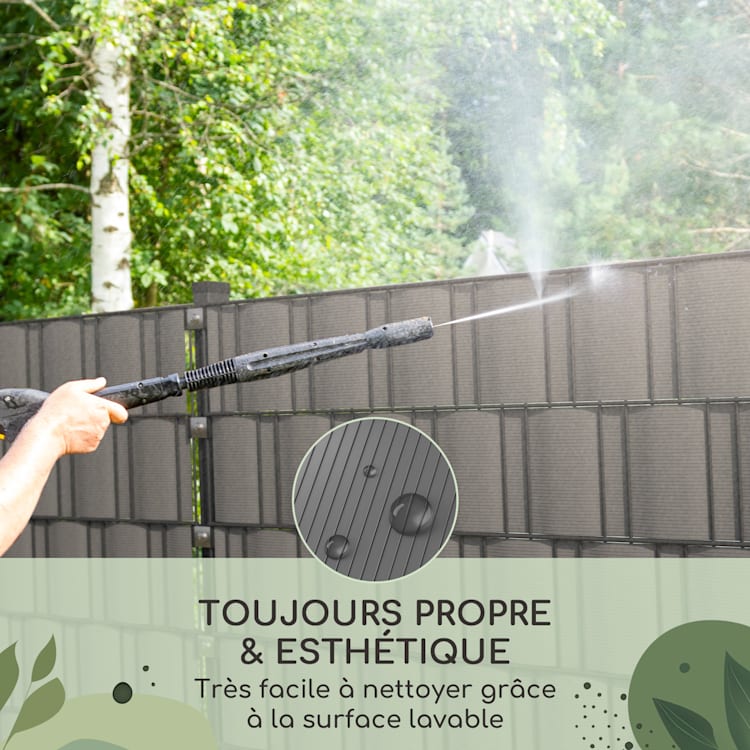 Bandes pare-vue panneaux de clôture PVC plastique dur 2,53 x 0,19 m Gris