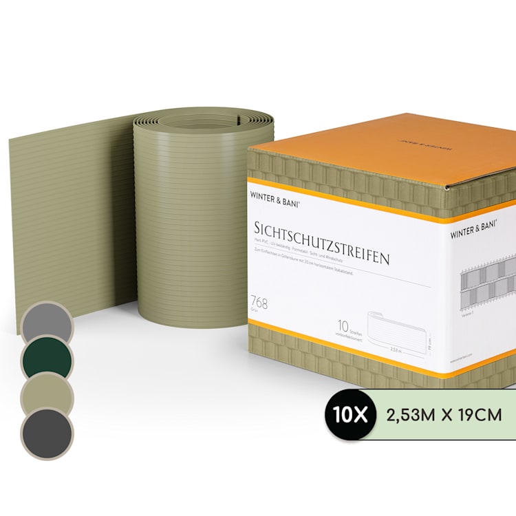 Strisce paravento, schermatura per recinzioni, plastica dura in PVC, 2,53 x 0,19 m