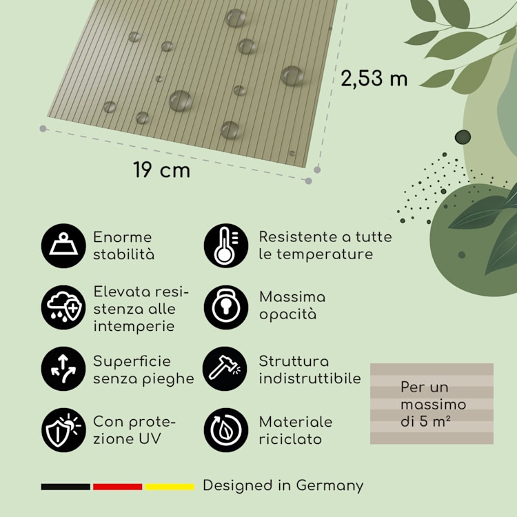 Strisce paravento, schermatura per recinzioni, plastica dura in PVC, 2,53 x 0,19 m