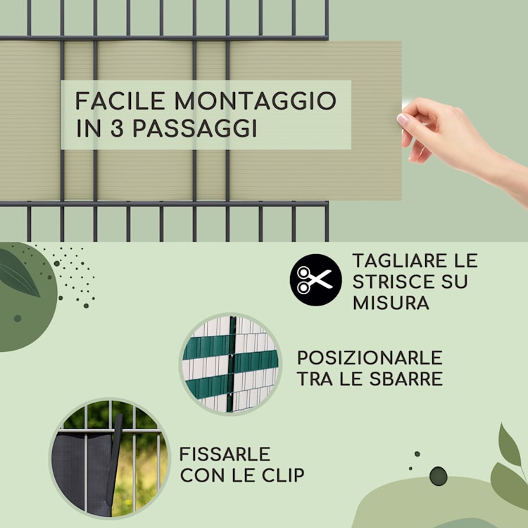 Strisce paravento, schermatura per recinzioni, plastica dura in PVC, 2,53 x 0,19 m