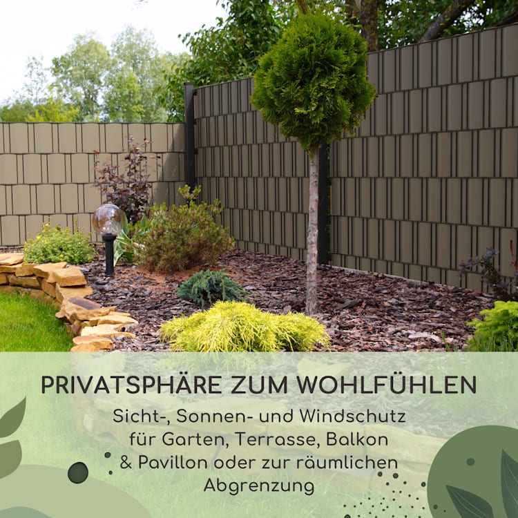 Sichtschutzstreifen Zaunblenden PVC-Hartplastik 2,53 x 0,19 m Moosgrün