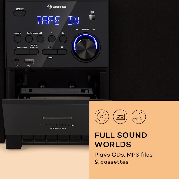 MC-40 DAB stereo-installatie FM/DAB+ bluetooth CD cassette USB afstandsbediening Zwart